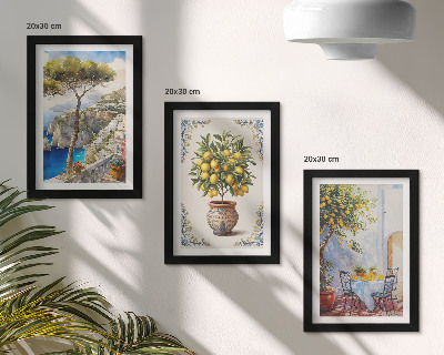 Posterpaket Havsutsikt med citronträd och trädgårdsbord