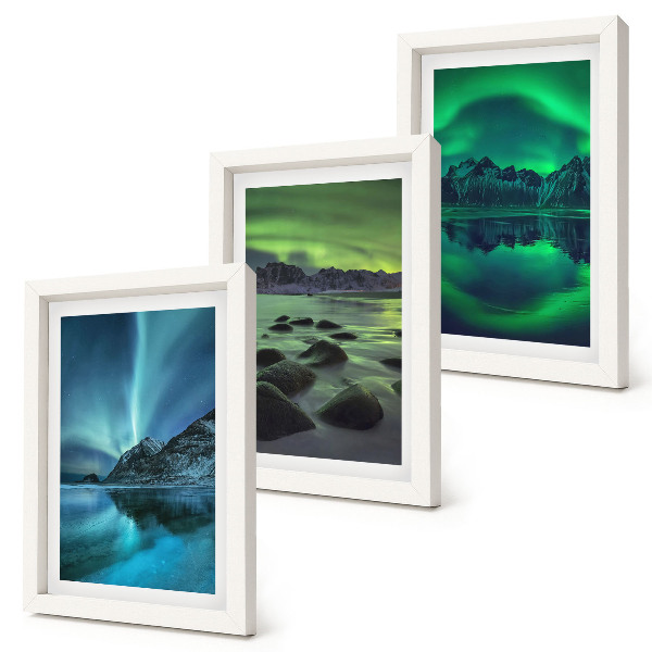 Posterpaket Vinterlandskap med norrsken och berg