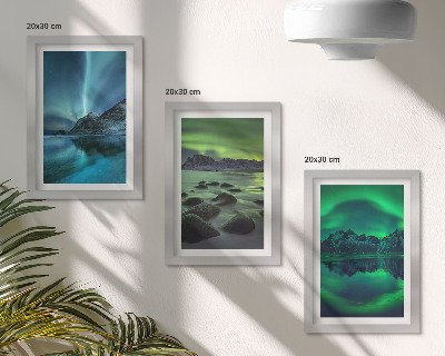 Posterpaket Vinterlandskap med norrsken och berg