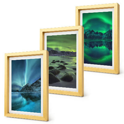 Posterpaket Vinterlandskap med norrsken och berg