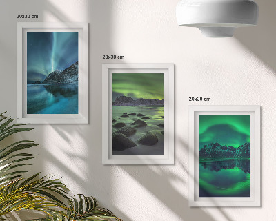 Posterpaket Vinterlandskap med norrsken och berg
