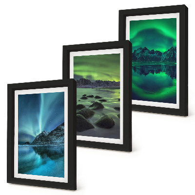 Posterpaket Vinterlandskap med norrsken och berg