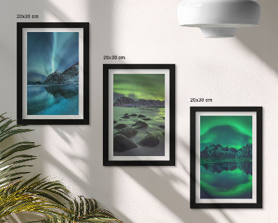 Posterpaket Vinterlandskap med norrsken och berg