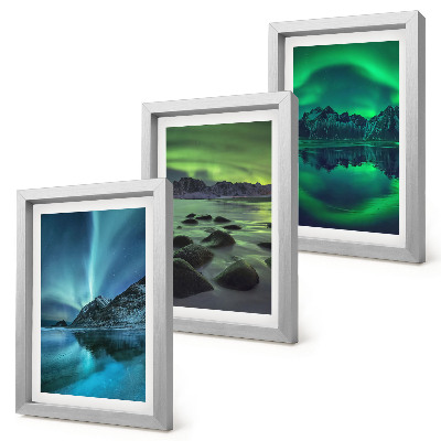 Posterpaket Vinterlandskap med norrsken och berg