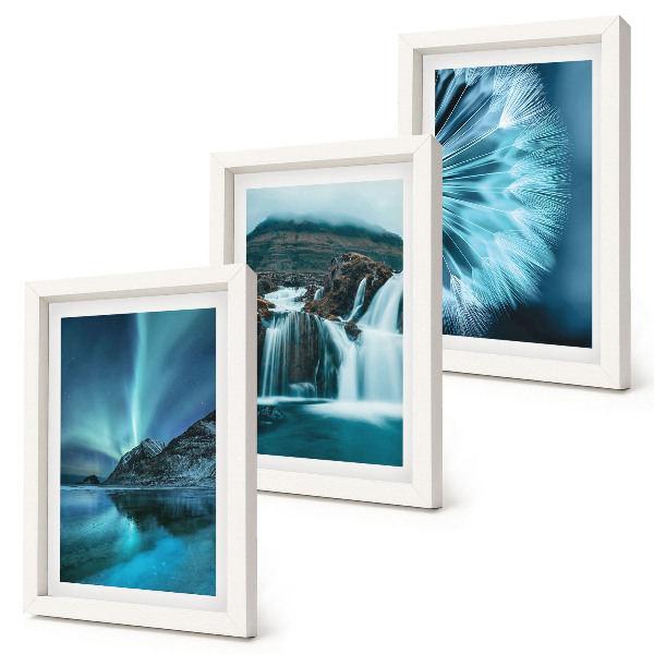 Posterpaket Vinterlandskap med vattenfall och norrsken