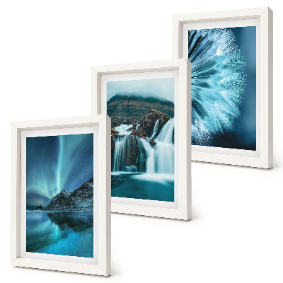 Posterpaket Vinterlandskap med vattenfall och norrsken