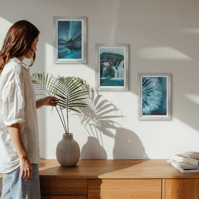 Posterpaket Vinterlandskap med vattenfall och norrsken