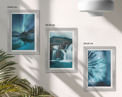 Posterpaket Vinterlandskap med vattenfall och norrsken