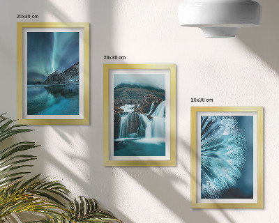 Posterpaket Vinterlandskap med vattenfall och norrsken