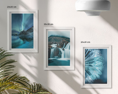 Posterpaket Vinterlandskap med vattenfall och norrsken