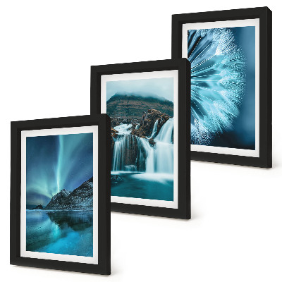 Posterpaket Vinterlandskap med vattenfall och norrsken