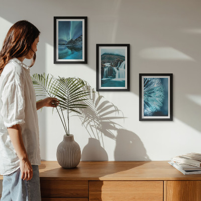 Posterpaket Vinterlandskap med vattenfall och norrsken