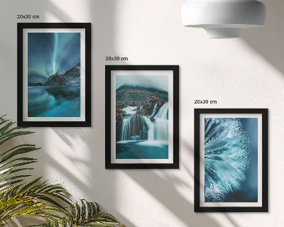 Posterpaket Vinterlandskap med vattenfall och norrsken