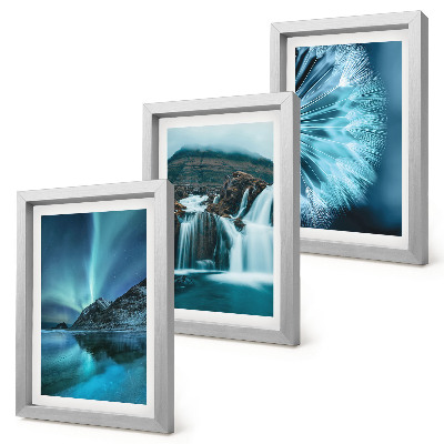 Posterpaket Vinterlandskap med vattenfall och norrsken