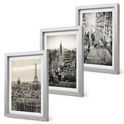 Tavelvägg med 3 motiv stadsutsikt från Paris och New York med charmiga trappor