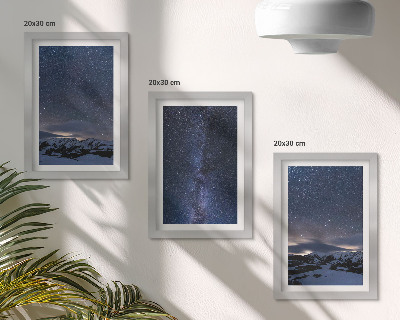 Posterpaket Natthimmel med stjärnor och ett bergslandskap
