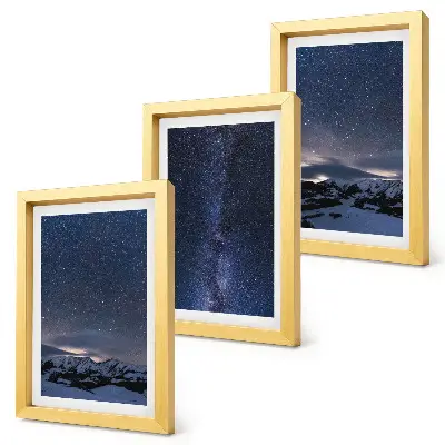 Posterpaket natthimmel med stjärnor och bergslandskap