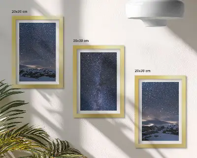 Posterpaket natthimmel med stjärnor och bergslandskap