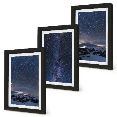 Posterpaket natthimmel med stjärnor och bergslandskap