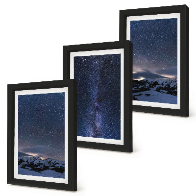 Posterpaket Natthimmel med stjärnor och ett bergslandskap
