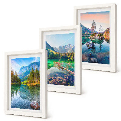 Posterpaket Bergsjöar med vatten och omgivande naturlandskap
