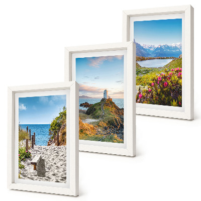 Posterpaket Utsikt över fyrstranden, bergen och blommorna