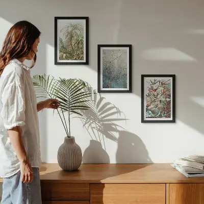 Posterpaket med motiv av tropiska växter och färgglada fåglar i naturen