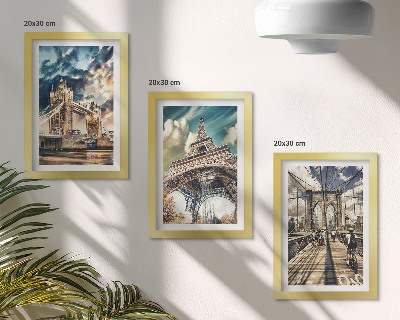 Triptyk tavla med ram Broar och torn i europeiska städer