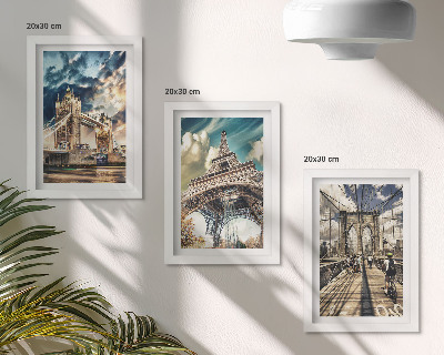 Triptyk tavla med ram Broar och torn i europeiska städer