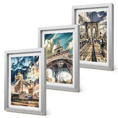 Triptyk tavla med ram Broar och torn i europeiska städer
