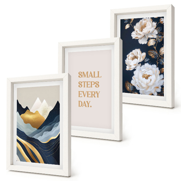 Posterpaket Abstrakta bergblommor och inspirerande bokstäver