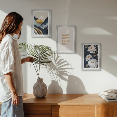 Posterpaket Abstrakta bergblommor och inspirerande bokstäver