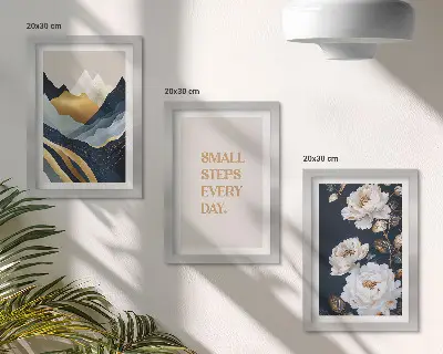 Posterpaket med abstrakta bergblommor och inspirerande bokstäver