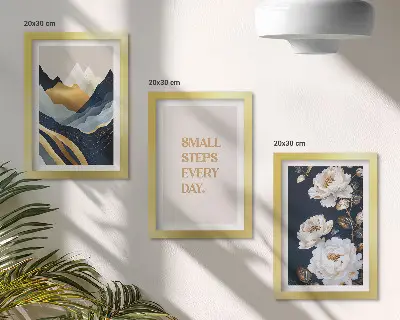 Posterpaket med abstrakta bergblommor och inspirerande bokstäver