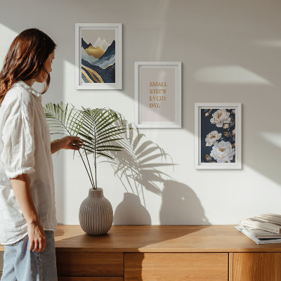 Posterpaket Abstrakta bergblommor och inspirerande bokstäver