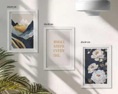 Posterpaket med abstrakta bergblommor och inspirerande bokstäver