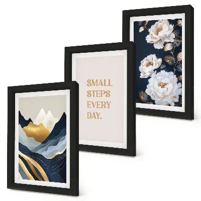 Posterpaket med abstrakta bergblommor och inspirerande bokstäver