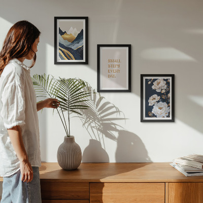 Posterpaket Abstrakta bergblommor och inspirerande bokstäver