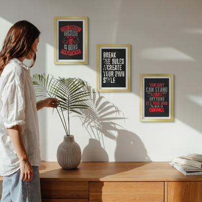 Tavelvägg med 3 tavlor Motivation för utbildning och självutvecklingsslagord