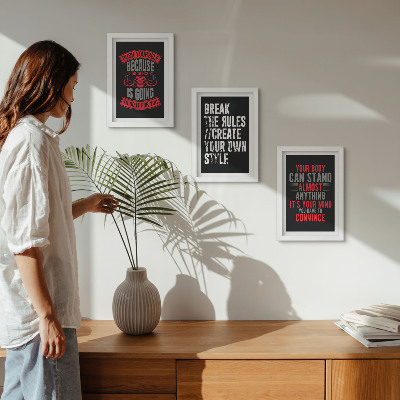 Tavelvägg med 3 tavlor Motivation för utbildning och självutvecklingsslagord