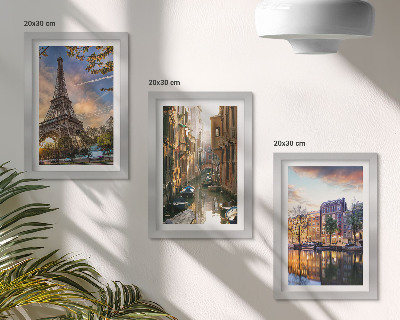 Posterpaket Eiffeltornet, Venedigs kanaler och Amsterdams gator