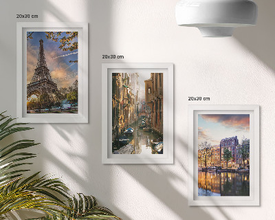 Posterpaket Eiffeltornet, Venedigs kanaler och Amsterdams gator