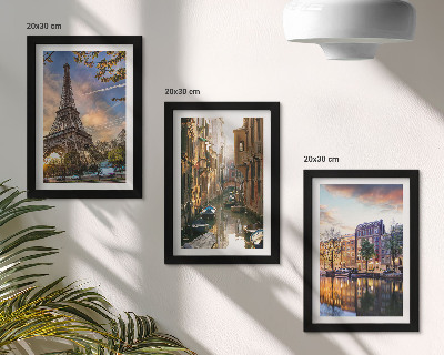 Posterpaket Eiffeltornet, Venedigs kanaler och Amsterdams gator