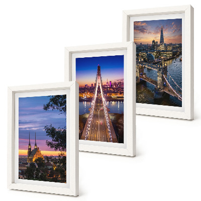 Posterpaket Stadsutsikt med broar och solnedgångar