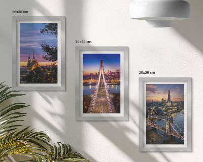 Posterpaket Stadsutsikt med broar och solnedgångar