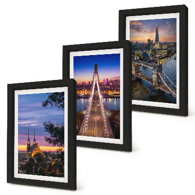 Posterpaket Stadsutsikt med broar och solnedgångar