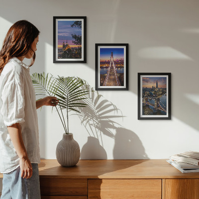 Posterpaket Stadsutsikt med broar och solnedgångar