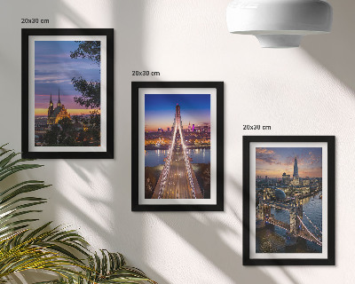 Posterpaket Stadsutsikt med broar och solnedgångar