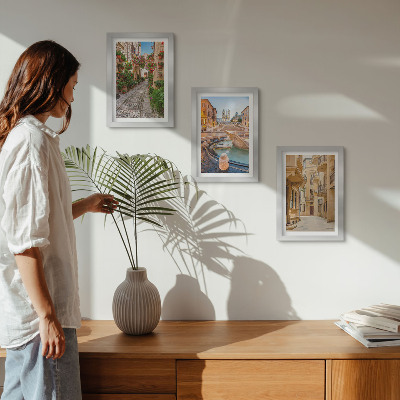 Posterpaket Charmiga gator och fontäner i pittoresk arkitektur