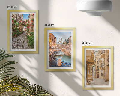 Posterpaket Charmiga gator och fontäner i pittoresk arkitektur